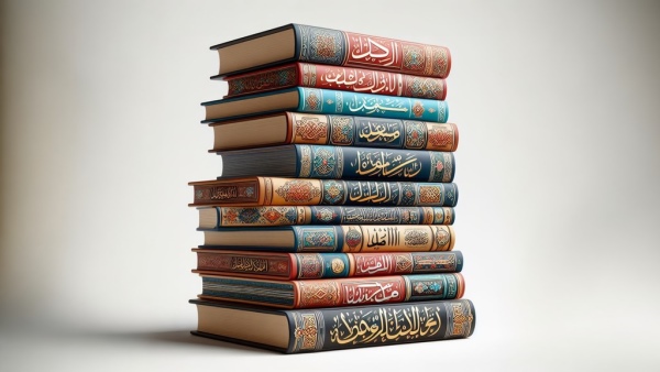 چند جلد کتاب زبان عربی روی هم قرار گرفته اند
