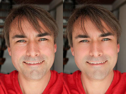 مقایسه قبل و بعد از روتوش چهره در فتوشاپ