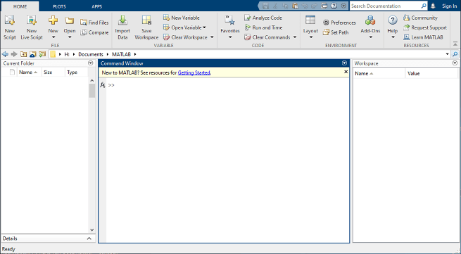 پنجره دستورات نرم افزار MATLAB متلب