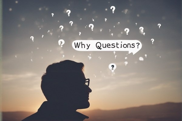 مردی در حال فکر کردن به سوال منفی با Why - سوالات منفی مخفف نشده