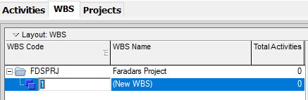 اضافه کردن WBS جدید در Primavera