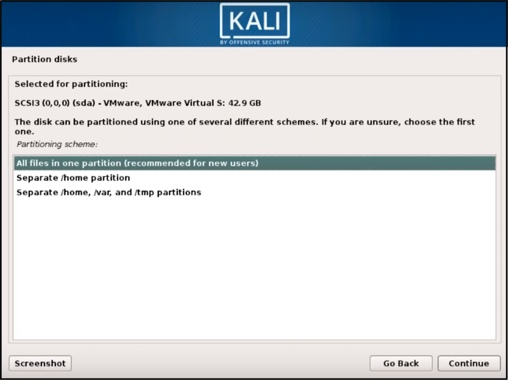 Tüm dosyaları bir Kali Linux bölümünde depolayın