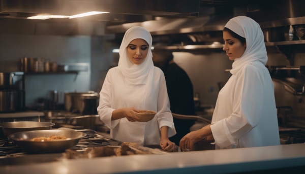 دو زن عرب در حال آشپژي