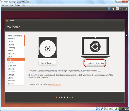 Sanal kutuya Ubuntu yüklemeye başlayın