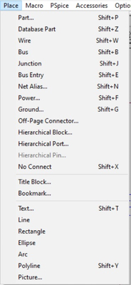 سربرگ Place در نرم افزار PSpice