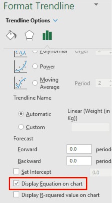 Format Trendline در نمودار رگرسیون در اکسل 