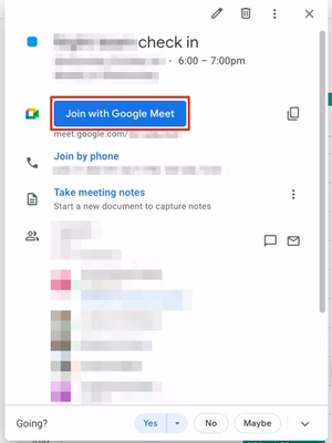 ورود به جلسات گوگل میت در کلندر 