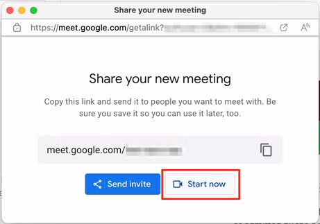 جلسه جدید گوگل میت از طریق ایمیل 