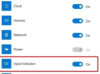 گزینه روشن کردن input indicator