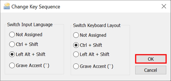 گزینه های میانبر تغییر زبان در ویندوز 10