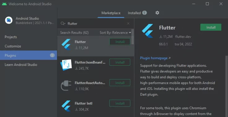 نصب پلاگین فلاتر و دارت در اندروید استودیو