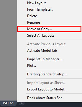 گزینه جابجایی و کپی کردن Layout در اتوکد