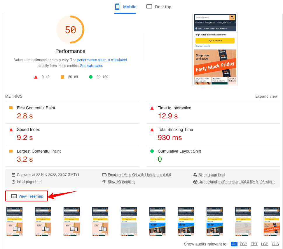 استفاده از Treemap ابزار PageSpeed insights