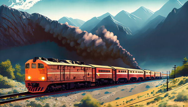 یک قطار در حال حرکت بر روی ریل (تصویر تزئینی مطلب رشته مهندسی ماشین های ریلی)