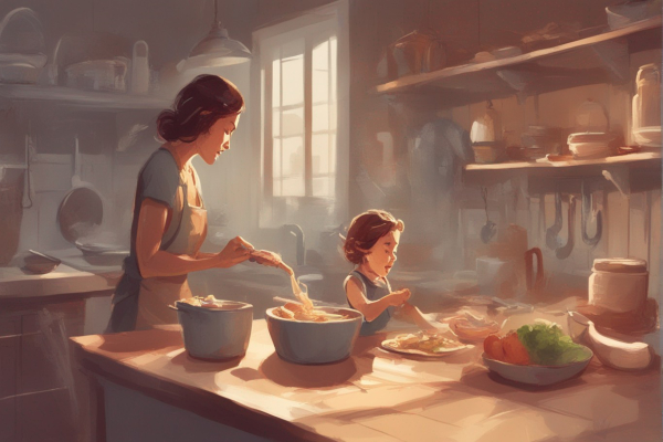 مادر و بچه در آشپزخانه
