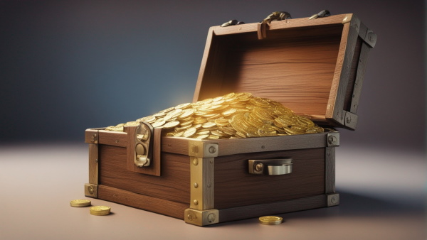 صندوق پر از سکه‌های طلا