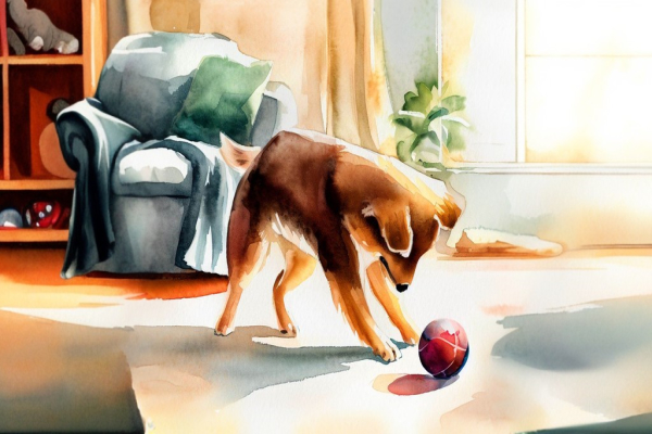 سگ در حال بازی با توپ