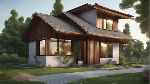 مثال همرفتی - خانه ای زیبا در جنگل که گرمای سقف از طریق همرفتی به هوای محیط منتقل می شود
