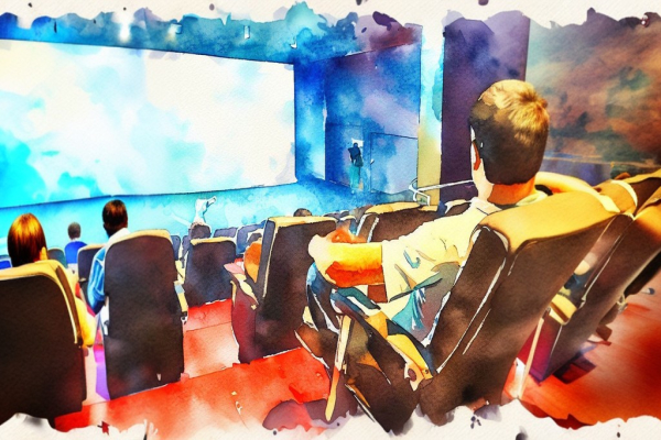 مردی در حال تماشای فیلم در سینما