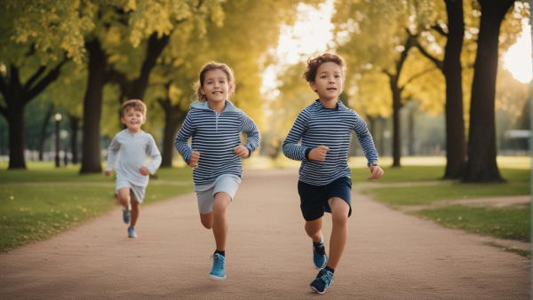 سه کودک در حال دویدن در پارک