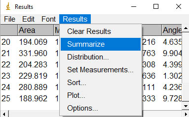 انتخاب summarize در Results