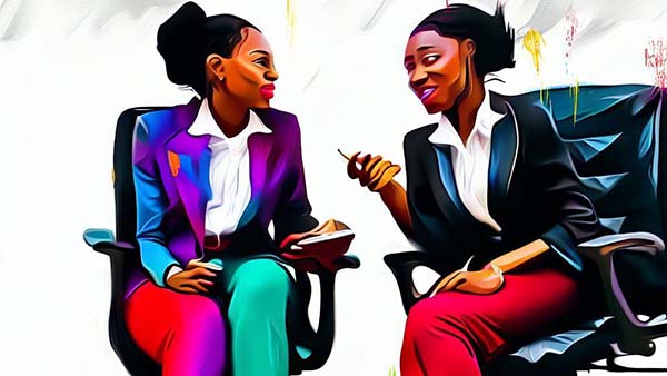 تصویر نقاشی دو خانم در حال گفتگو - همدردی و همدلی چیست
