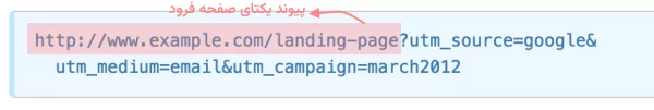 بخش مربوط به url صفحه مقصد در لینک utm