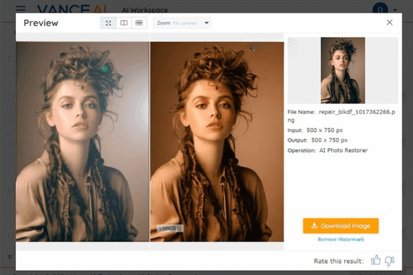 ابزار ادیت عکس آنلاین vance ai