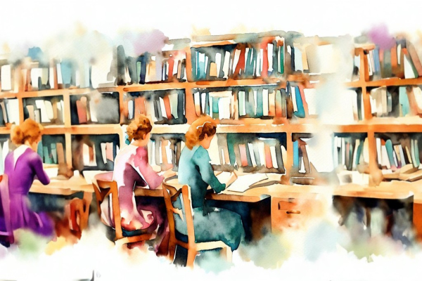 زن ها در کتابخانه