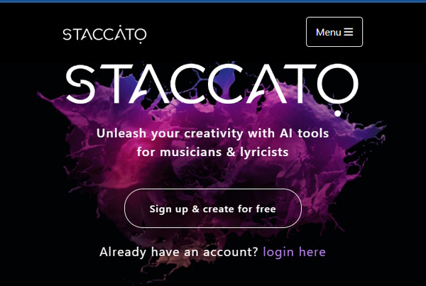 هوش مصنوعی نوشتن ترانه Staccato