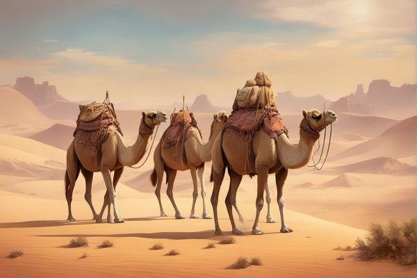 شترها در صحرا