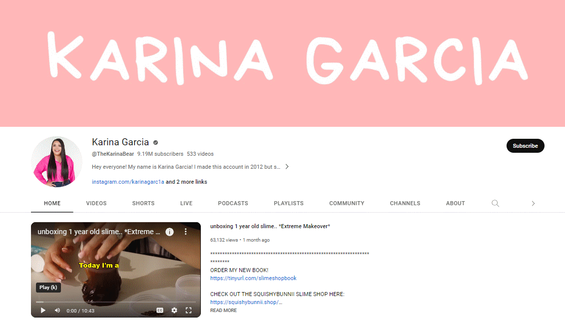 کانال یوتیوب کارینا گارسیا 