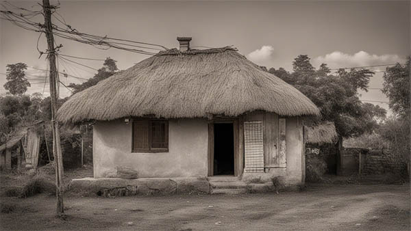 خانه ای کوچک در روستا که گرما از طریق همرفتی از طریق سقف منتقل می شود - انتقال حرارت به روش همرفتی