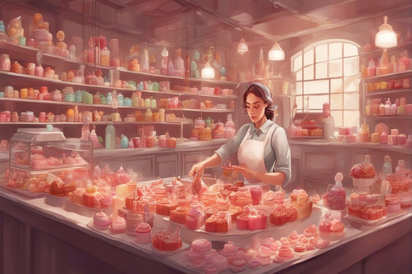 زن قناد در شیرینی فروشی