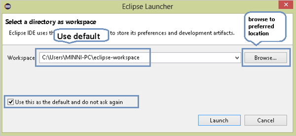 انتخاب محیط کاری پیش‌فرض در اکلیپس برای ذخیره پروژه‌ها - Eclipse چیست