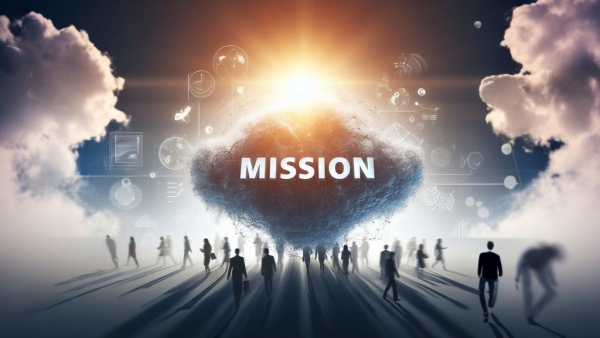 ابری با کلمه Mission روی آن - اهمیت ماموریت برند در استراتژی بازاریابی محتوا چیست