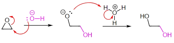 مکانیسم تشکیل دی ال از اپوکسید در محیط اسیدی