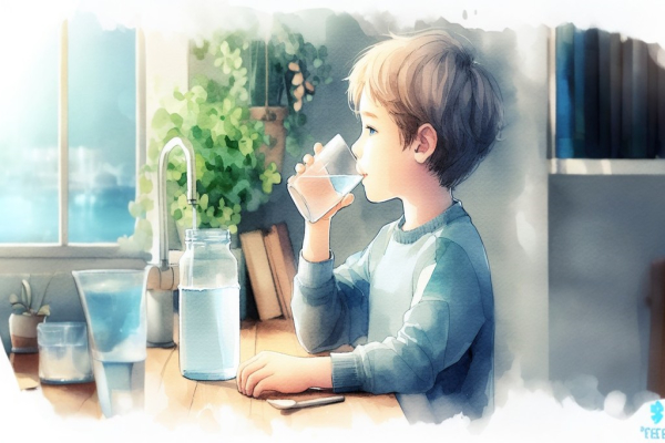 پسربچه در حال نوشیدن آب
