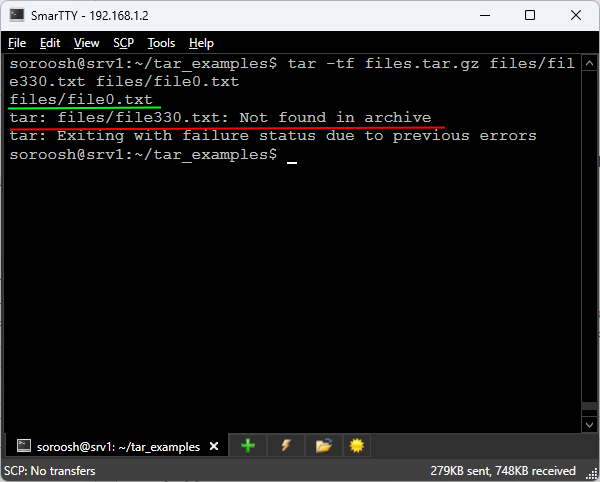 استفاده از دستور tar در لینوکس برای جستجوی فایل در آرشیو