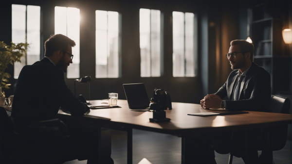 مصاحبه دو مرد در اتاق کار