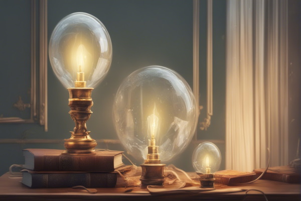 تصویر سه چراغ حبابی که یکی از آن‌ها روی کتابی قرار دارد