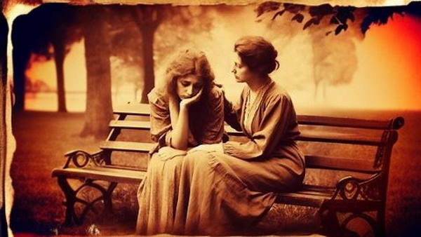 دو زن در حال صحبت کردن در پارک