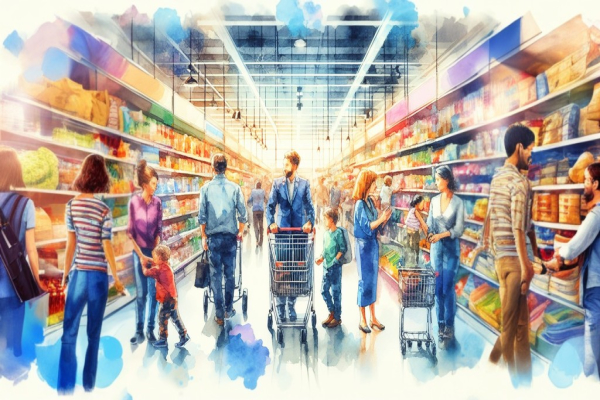 مردم در سوپر مارکت