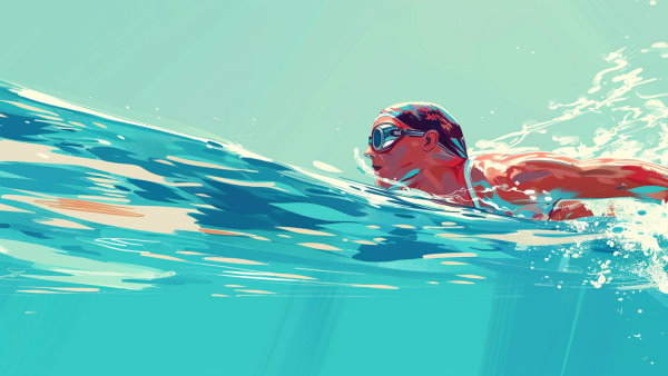 یک مرد در حال شنا کردن