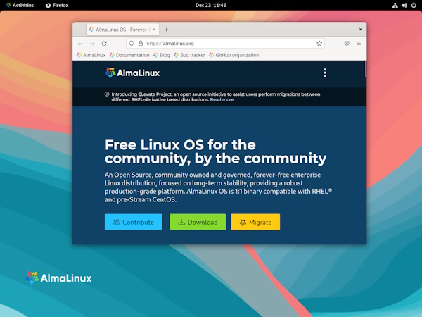 توزیع لینوکس Alma Linux با محیط دسکتاپ GNOME