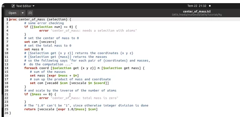 محاسبه مرکز جرم در vmd
