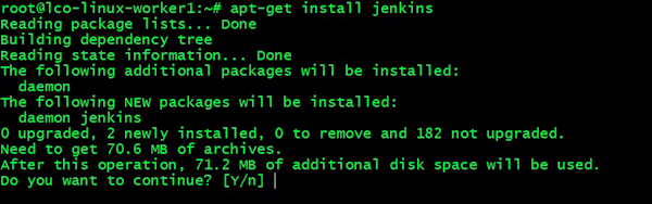 نصب پکیج Jenkins پس از افزودن Repository در لینوکس