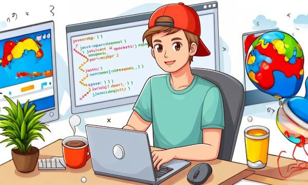 یک نوجوان برنامه نویس در حال کدنویسی 