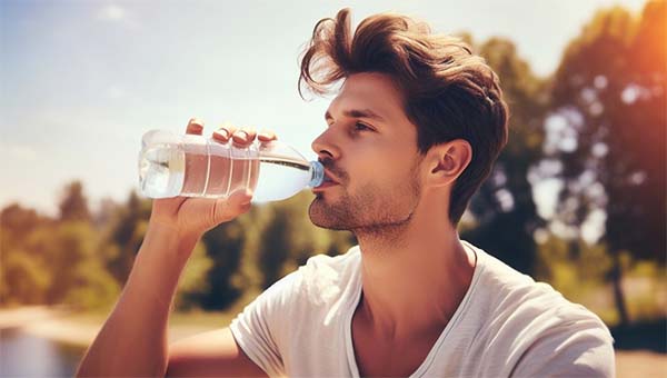مردی در حال نوشیدن آب