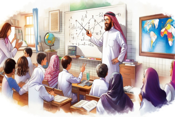 کلاس ریاضی با یک معلم عرب